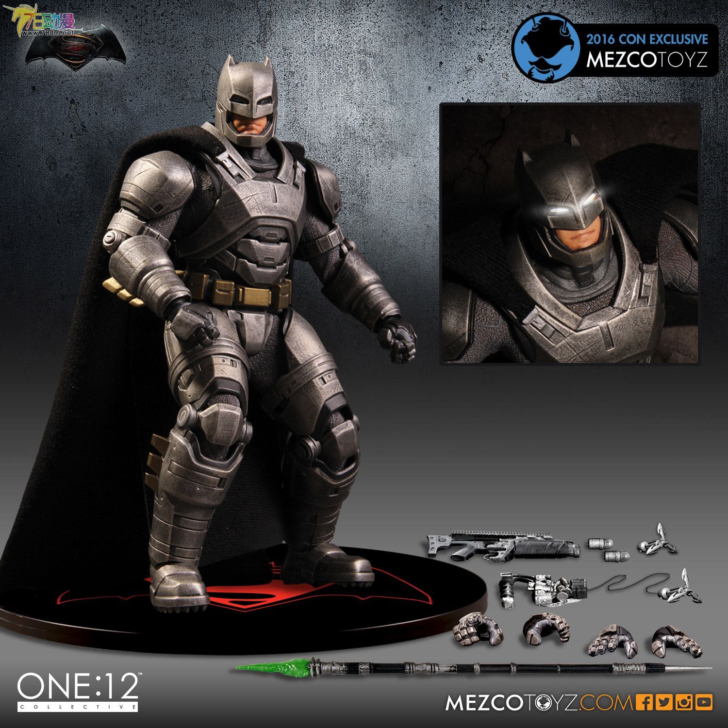 转mezco sdcc推出 1/12集体系列 蝙蝠侠大战超人 装甲